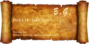 Botlik Gábor névjegykártya
